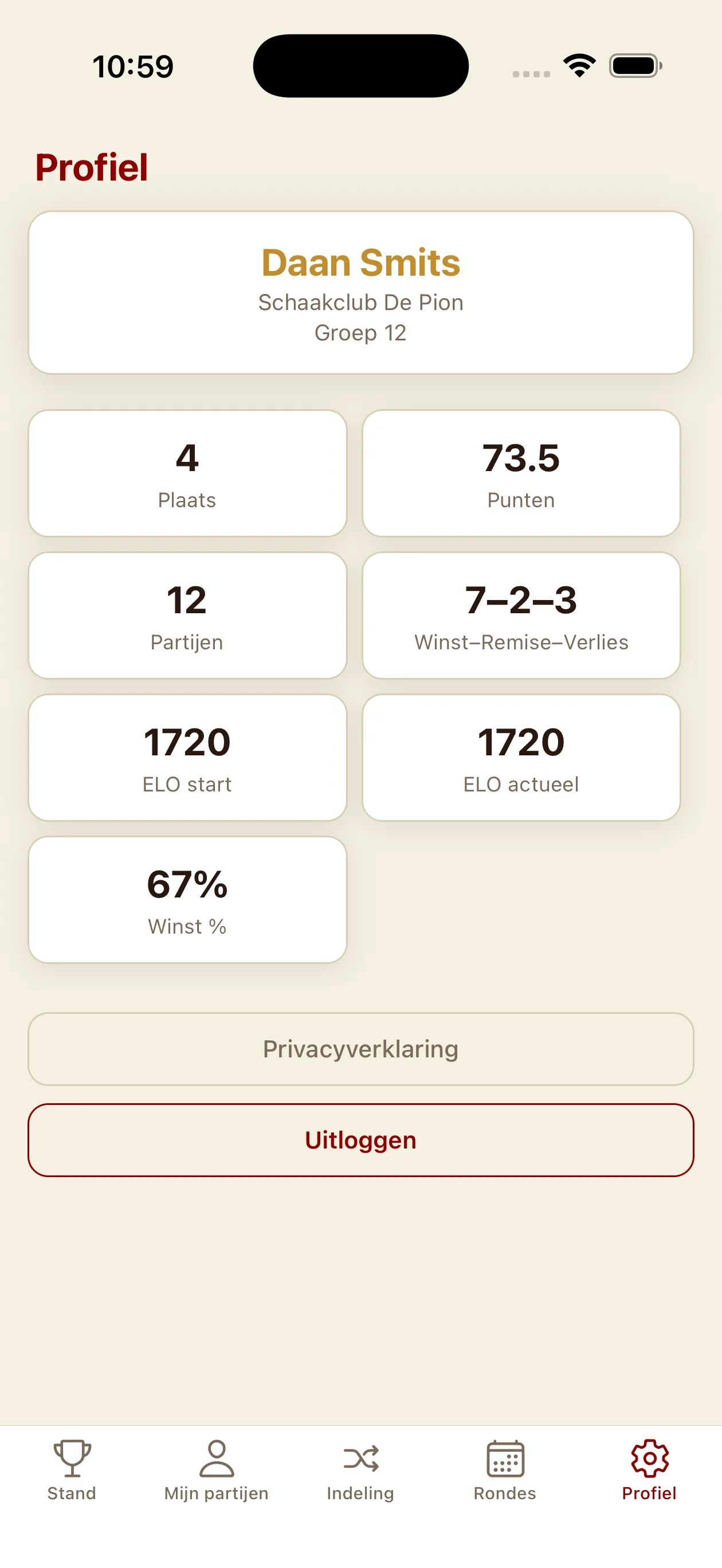 Speler-app — Profiel