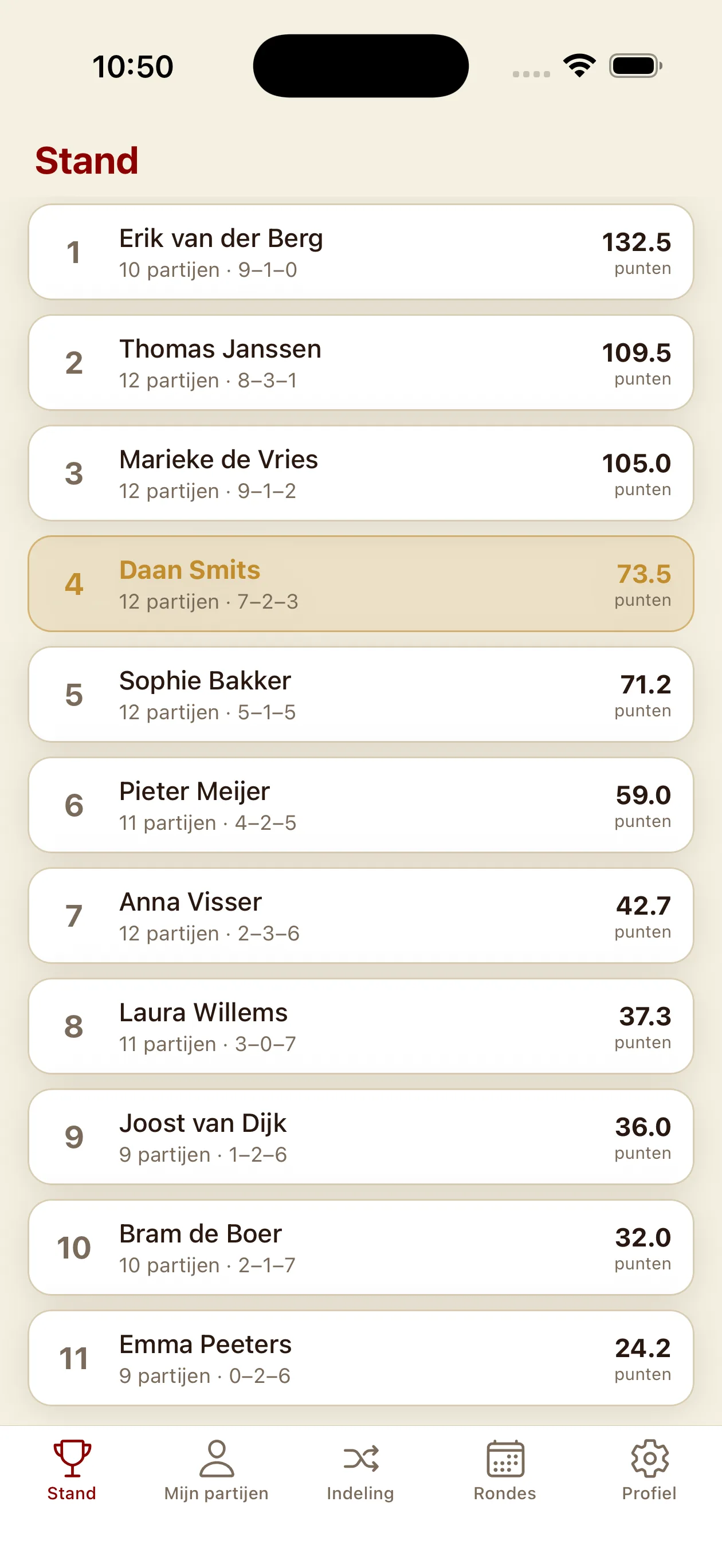 Speler-app op iPhone