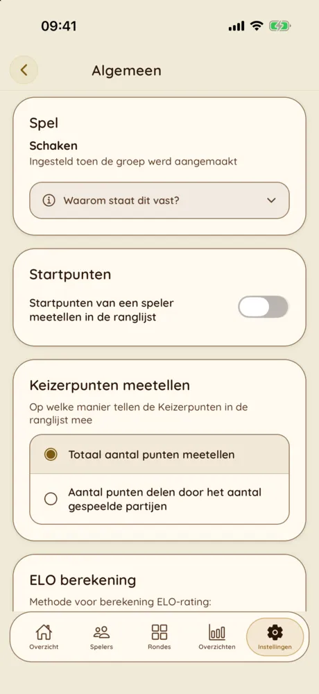 Instellingen — Algemeen